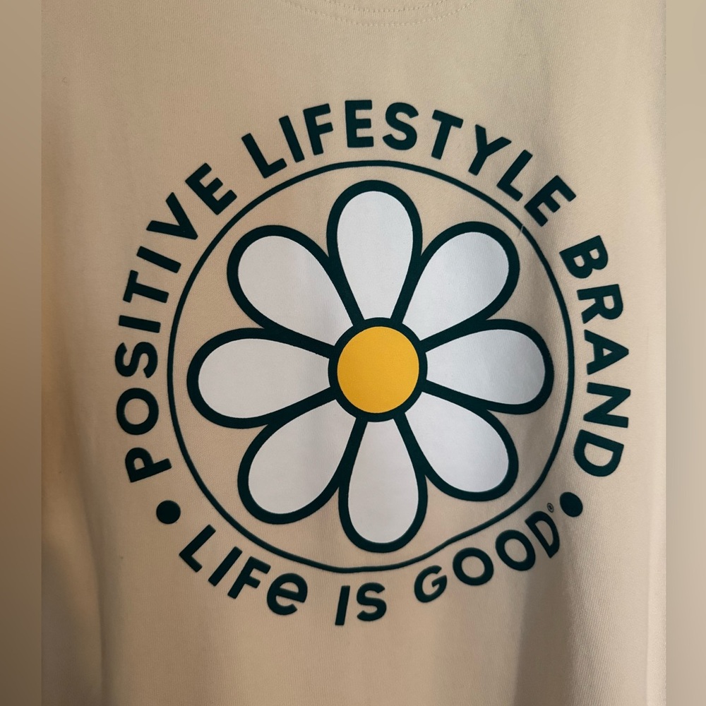 “Life Is Good” Cream Zip Hoodie with Teal Logo, Size Large. Excellent condition! - Picture 5 of 6